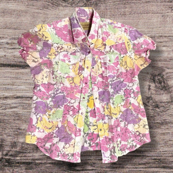 Cowgirl Legend Tops - Cowgirl Legend Floral Paisley snap Button Down Top